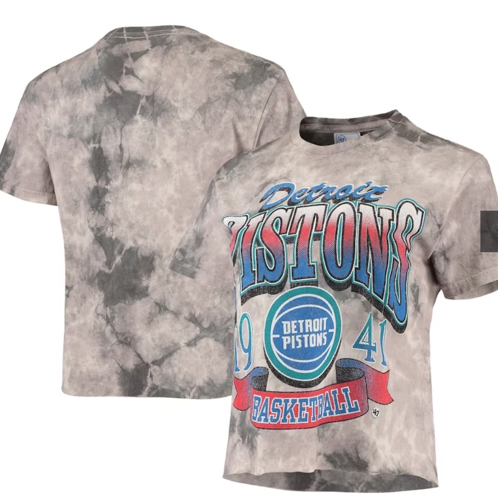 NWT Detroit Pistons Vintage Tie-Dye Tubular Cropped T-Shirt